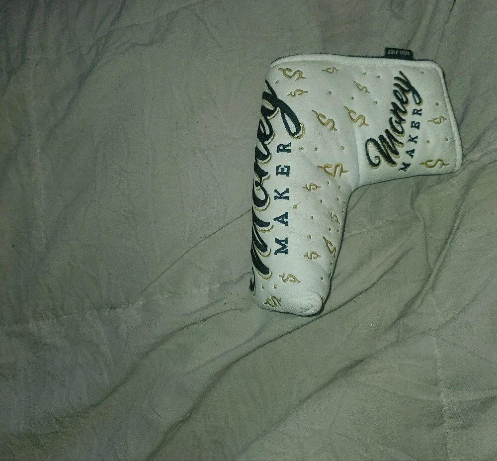 GOLF GODS MONEYMAKER White and Gold BLADE Putter Headcover